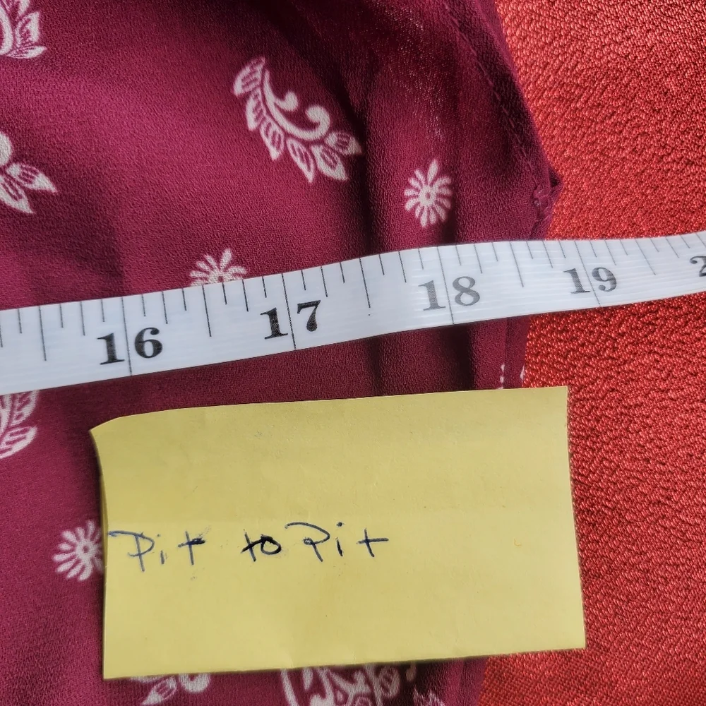 𝅺Lauren Conrad LC medium burgundy cream paisley print midi dress - Picture 11 of 12